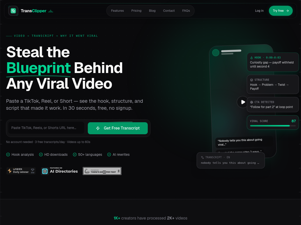 Screenshot of TransClipper