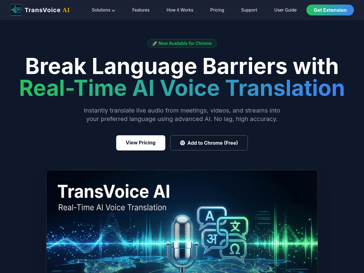 Screenshot of TransVoice AI- Live Voice Translator