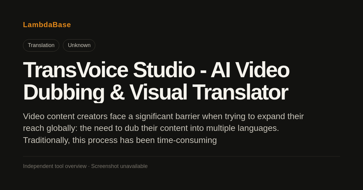Screenshot of TransVoice Studio - AI Video Dubbing & Visual Translator