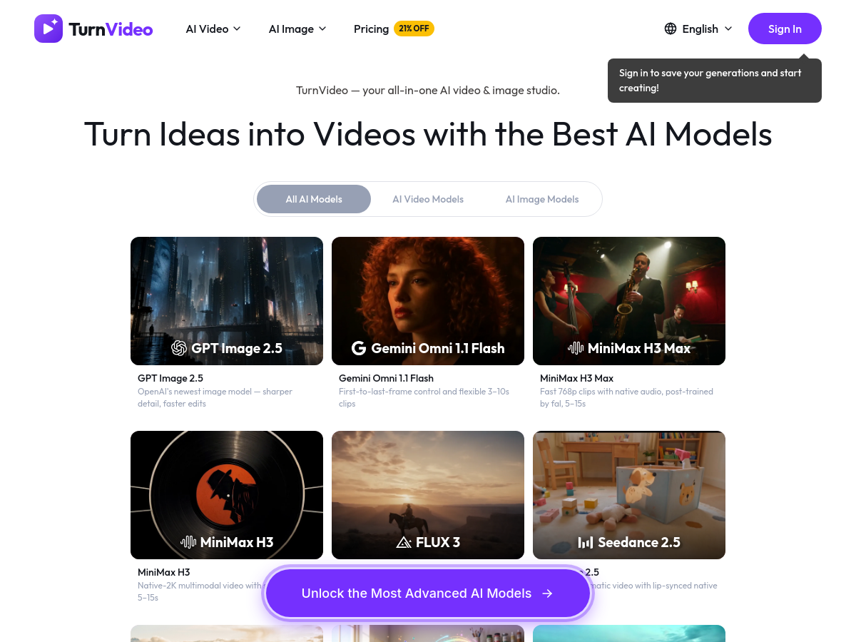Screenshot of TurnVideo