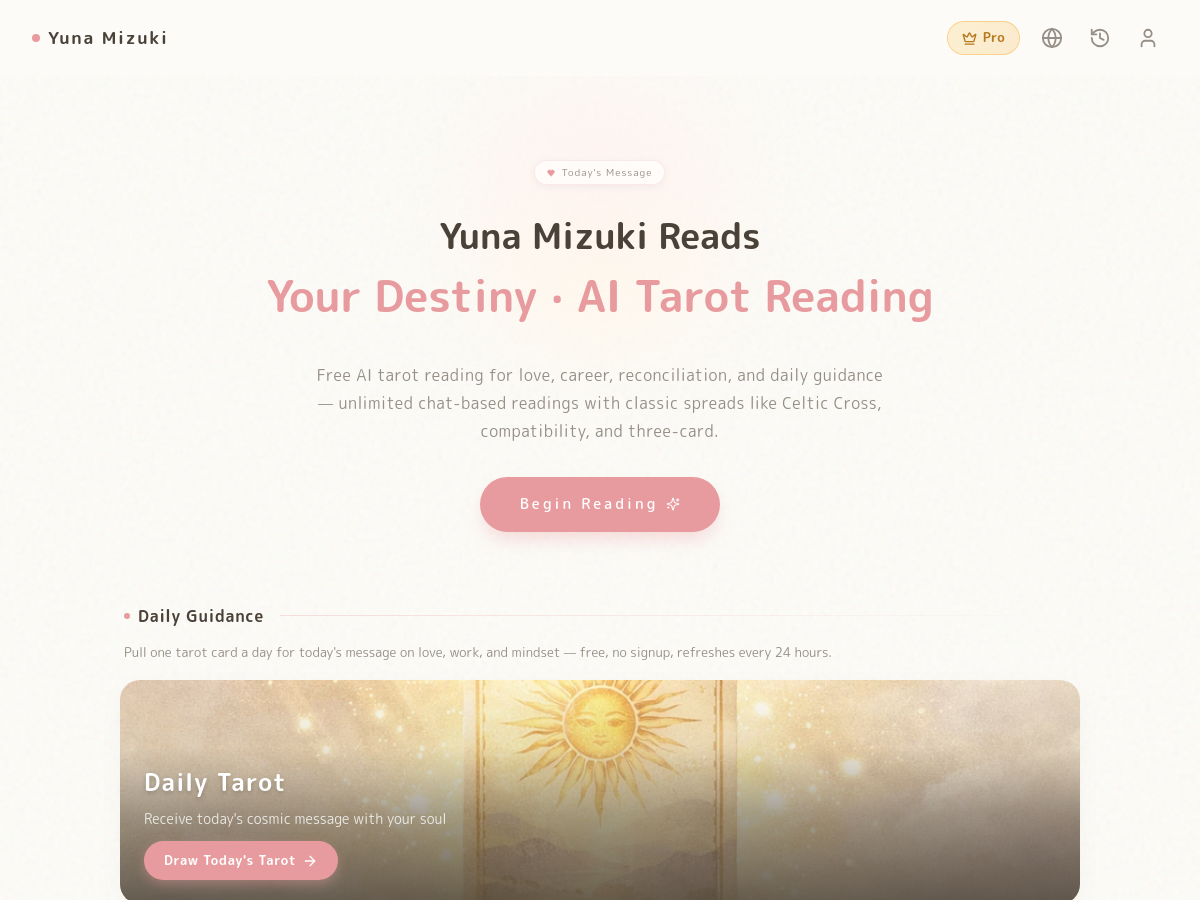 Screenshot of Unmei Tarot