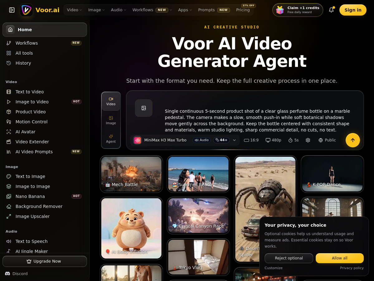 Screenshot of Voor AI | Video Generator