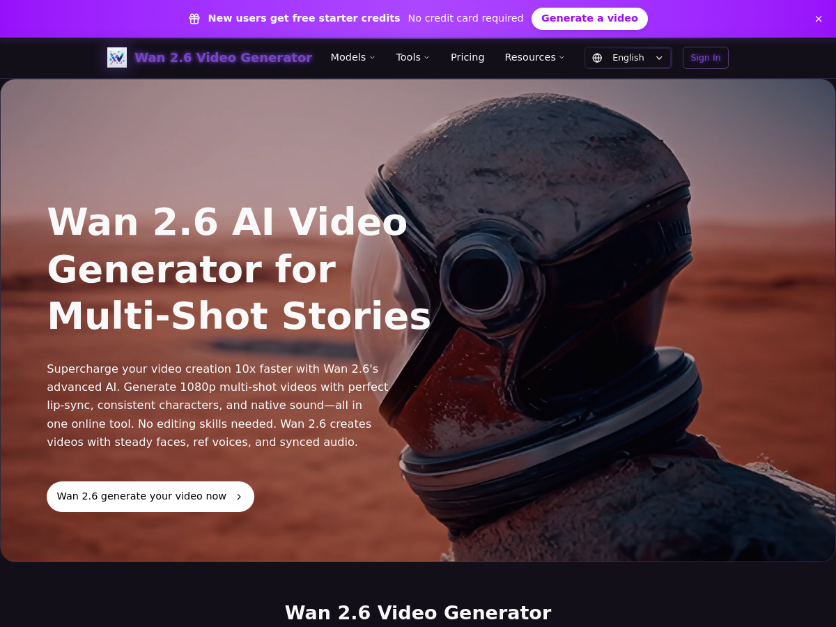 Screenshot of Wan 2.6
