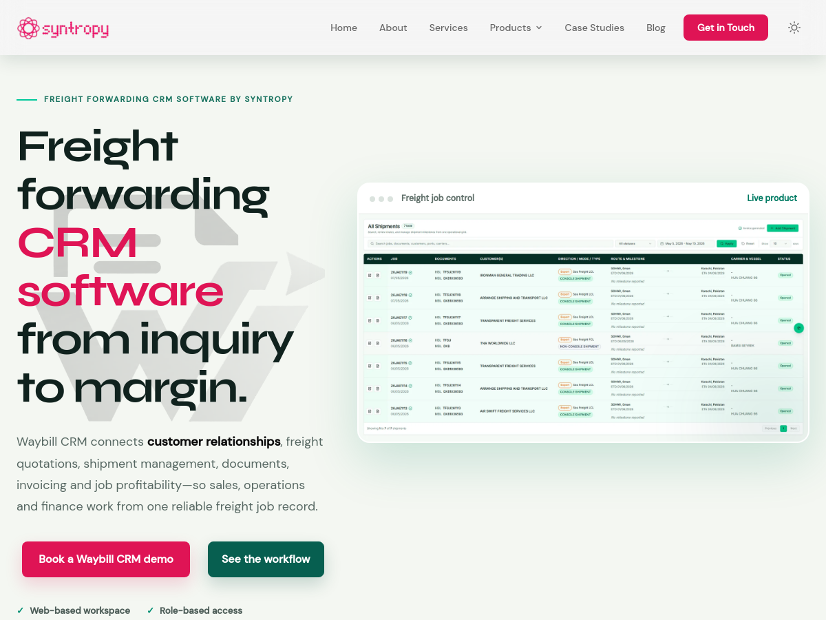 Screenshot of Waybill CRM