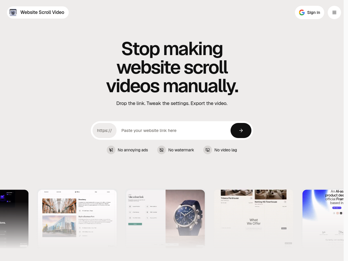Screenshot of Website Scroll Video