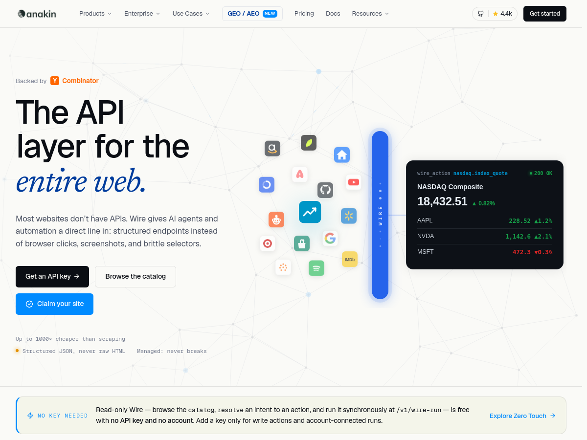 Screenshot of Wire by Anakin.io