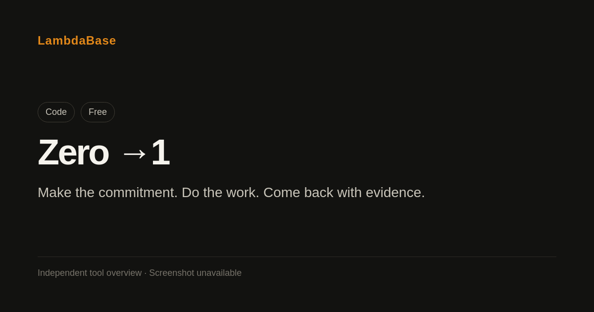 Screenshot of Zero →1